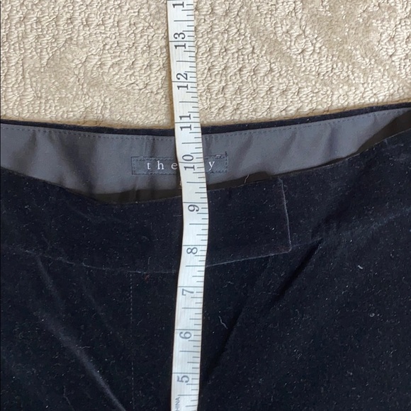 Theory (4) black velvet flares w embellished side tuxedo stripe - Picture 9 of 15